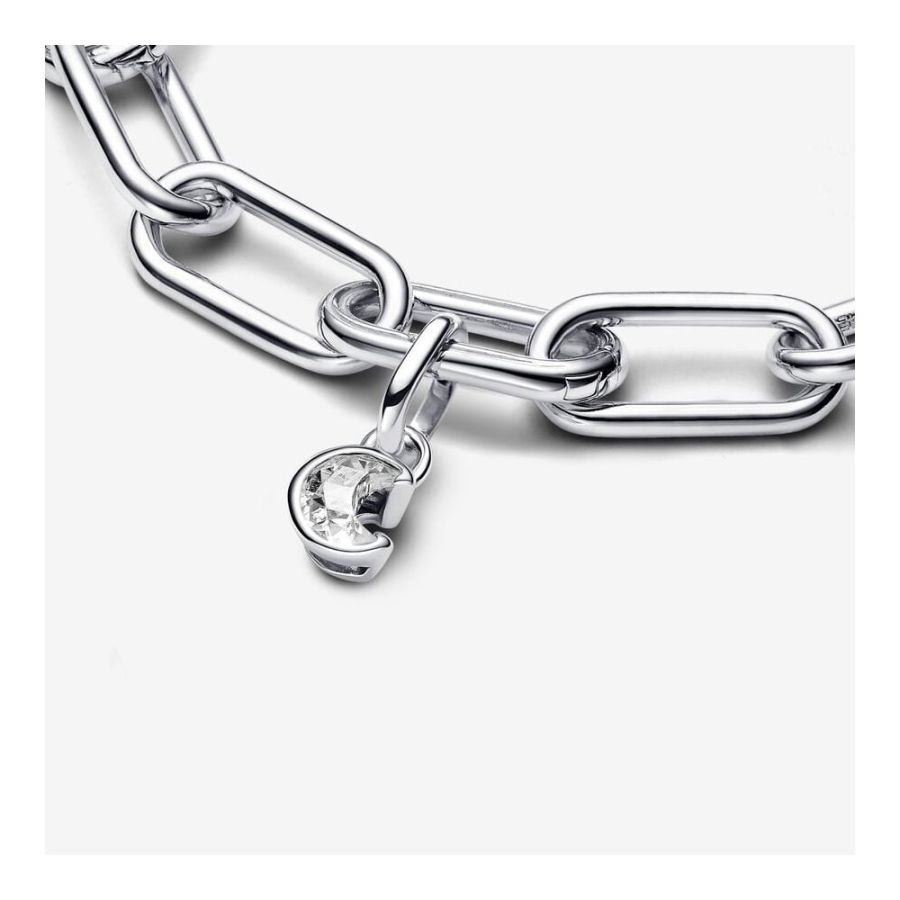 Mini-Charm-Anhänger Funkelnder Mond Silber