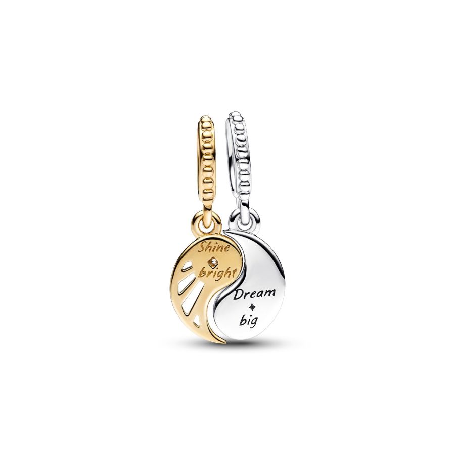 Charm-Anhänger Teilbarer Sonne & Mond Sterlingsilber Vergoldet
