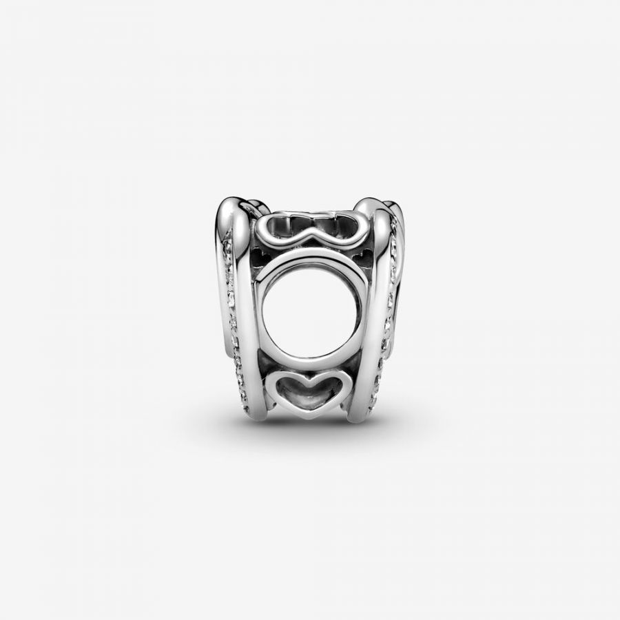 Charm Funkelnde Verschlungene Herzen Silber Zweitbild