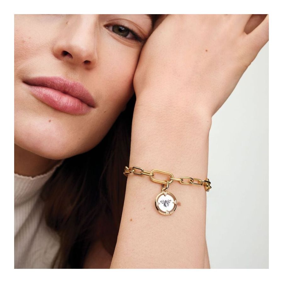 Medaillon-Charm Biene Zirkonia Sterling-Silber Vergoldet Zweitbild
