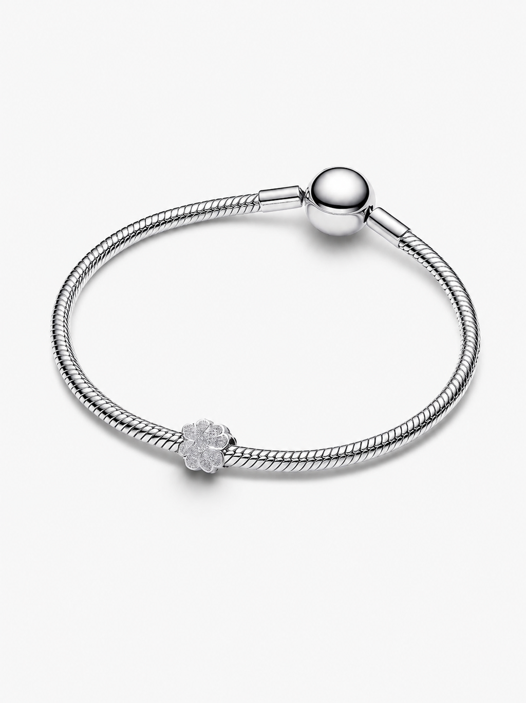Strukturiertes Kleeblatt Mini-Charm Sterling-Silber