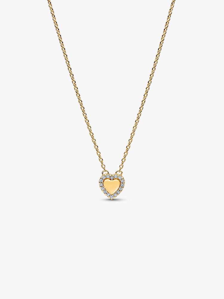 Gravierbares Herz Strahlenkranz Collier-Halskette 14 Karat Vergoldung Hauptbild