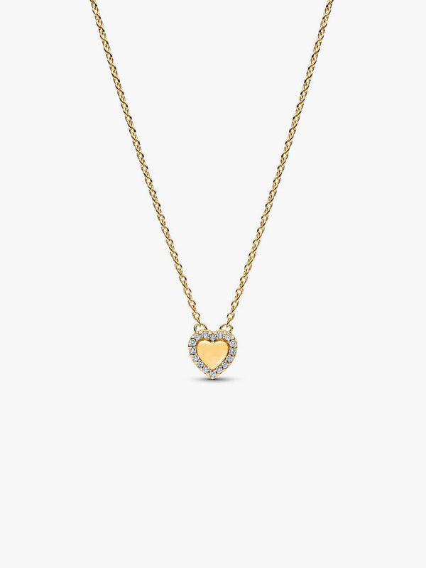 Gravierbares Herz Strahlenkranz Collier-Halskette 14 Karat Vergoldung