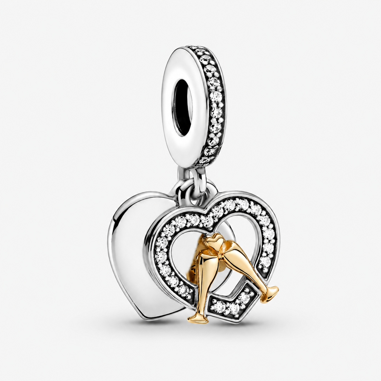 Charm-Anhänger Jahrestag Zweifarbig Sterlingsilber 14k Gold Hauptbild