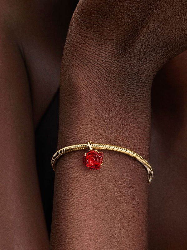 Die Schöne und das Biest Verzauberte Rose Charm-Anhänger 14 Karat Vergoldung