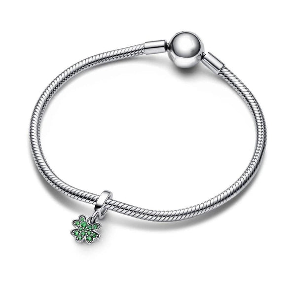Charm-Anhänger Vierblättriges Kleeblatt Grün Silber