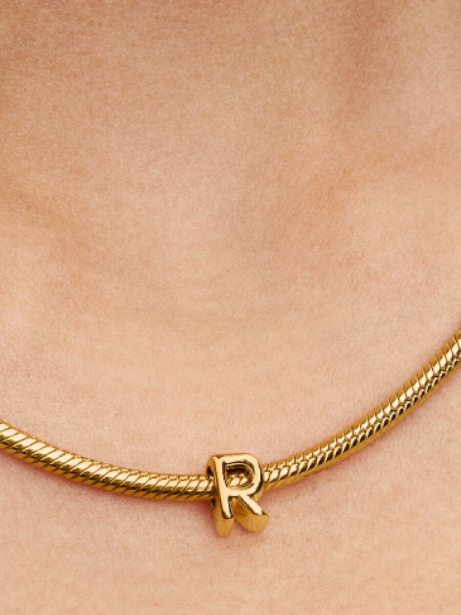 Buchstabe R Alphabet-Mini-Charm 14 Karat Vergoldung