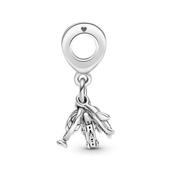 Charm-Anhänger Flugzeug Globus Koffer Sterling-Silber