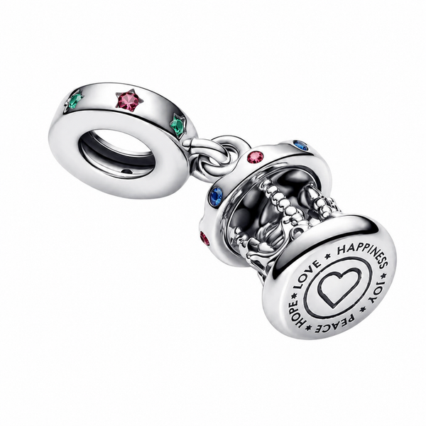 Charm-Anhänger Drehendes Karussell Sterling-Silber