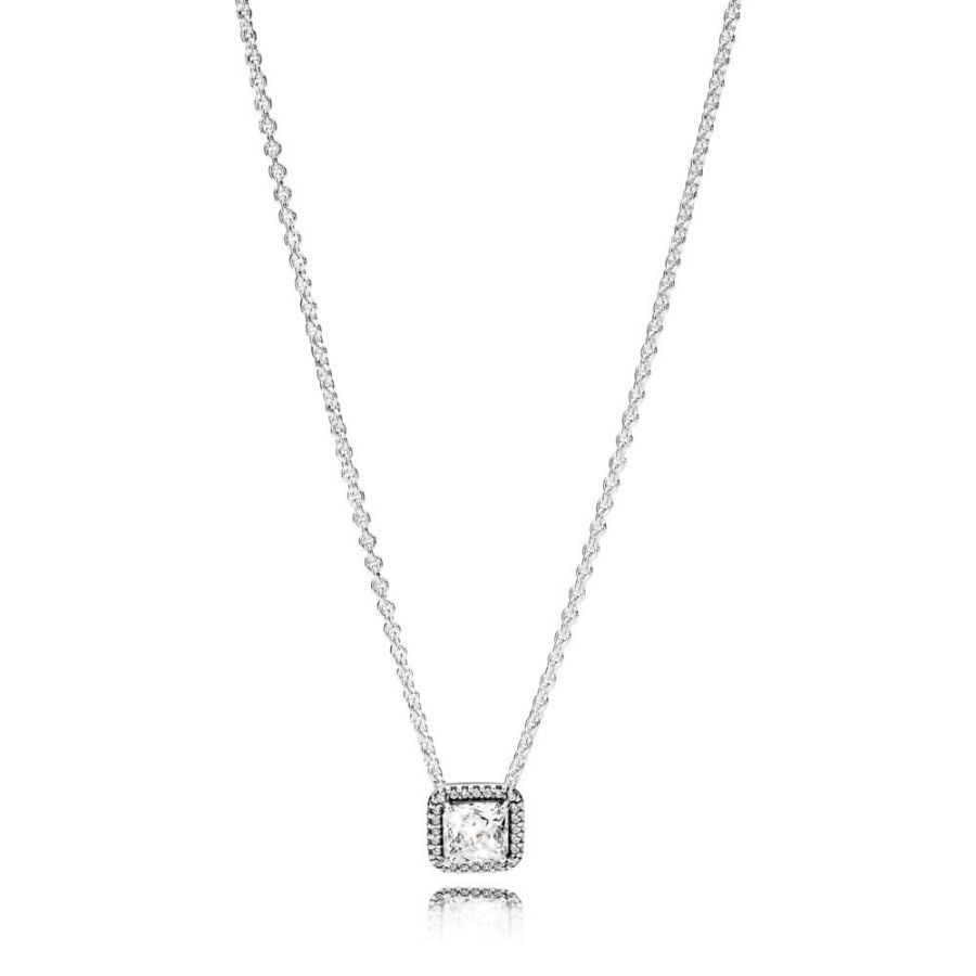 396241CZ Kette mit Anhänger Quadratischer Funkelnder Strahlenkranz Hauptbild