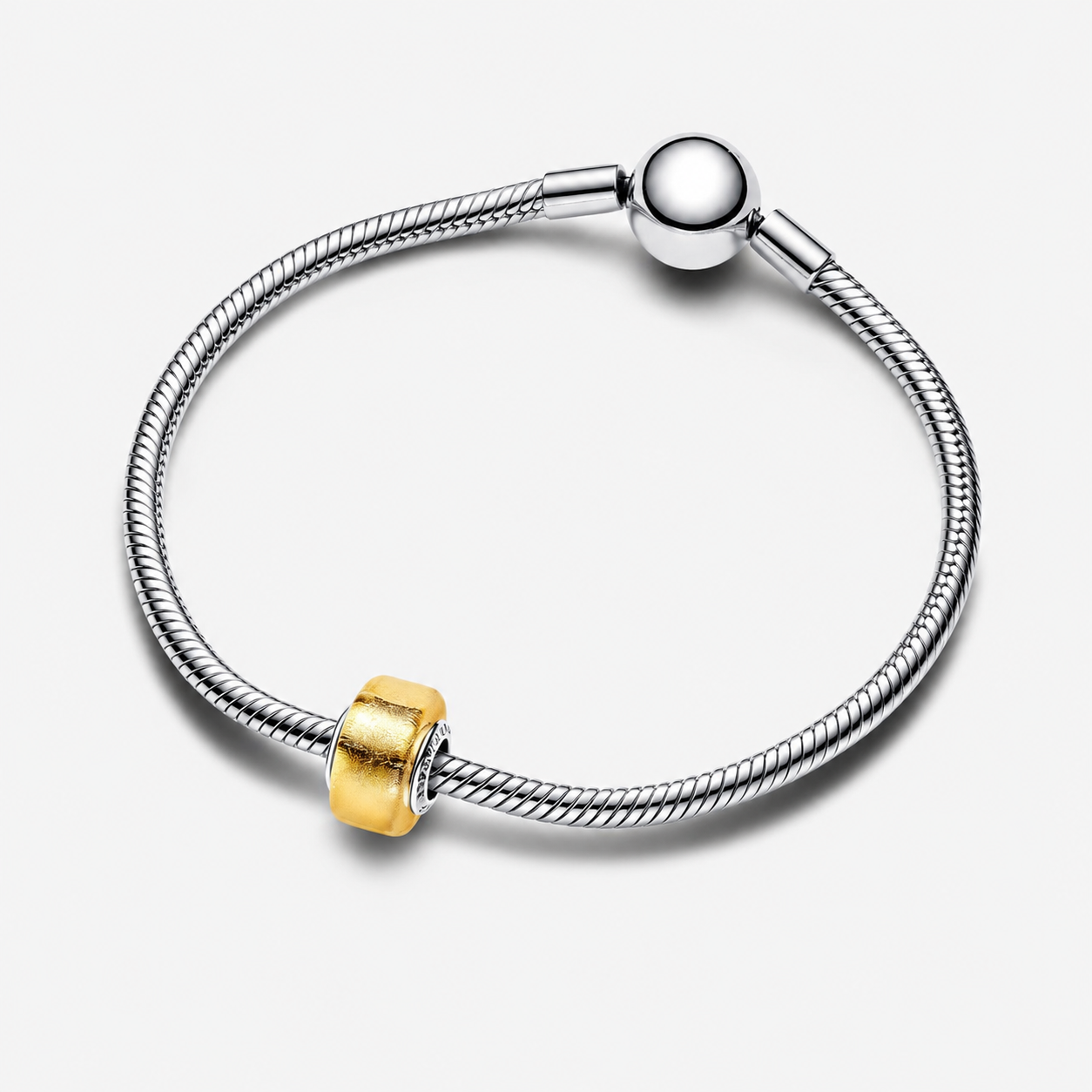 Mini-Charm Murano-Glas Goldfarben Silber