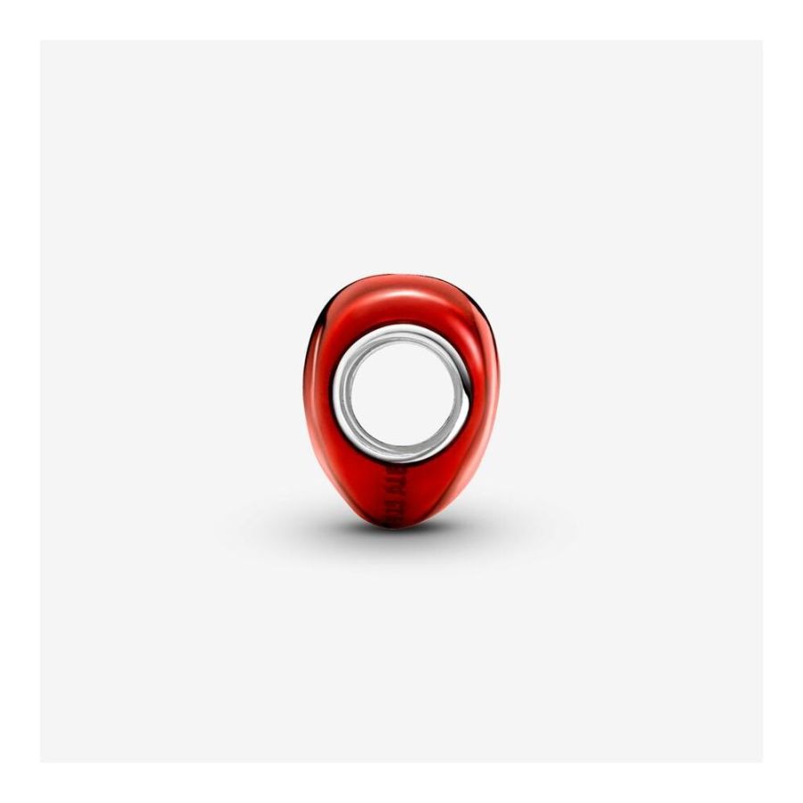 Charm Rotes Metallic-Herz Sterling-Silber