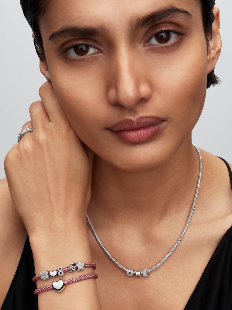 Strukturiertes Unendlichkeits-Symbol Mini-Charm Sterling-Silber