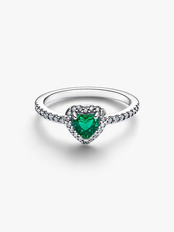 Erhabenes Royalgrünes Herz Ring Sterling-Silber