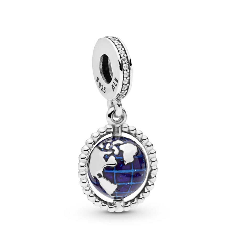 Charm-Anhänger Spinning Globe Sterling-Silber