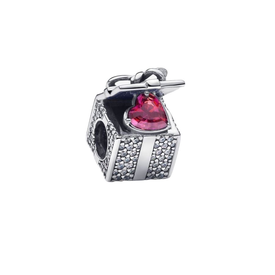 Charm Funkelndes Geschenk Herz Rot Sterling-Silber Hauptbild
