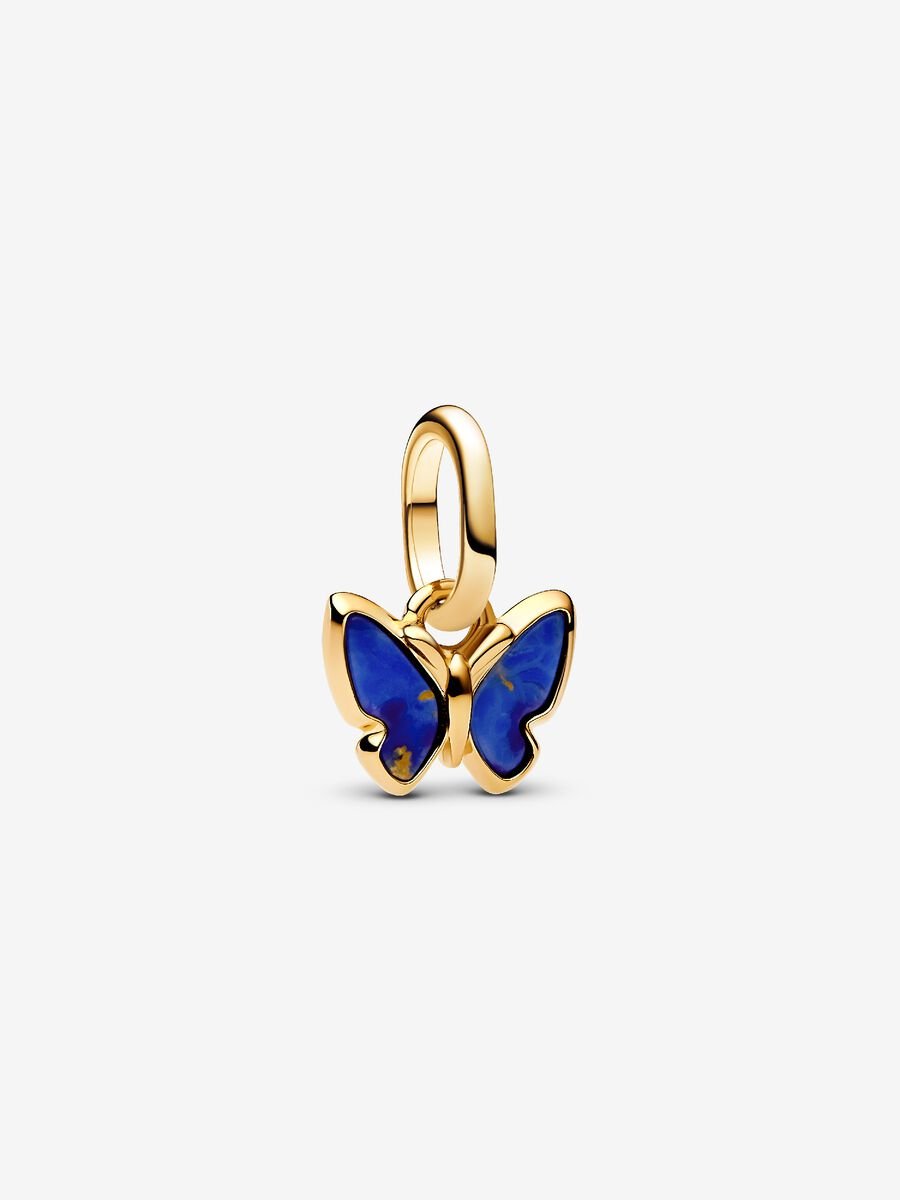 Blauer Schmetterling Mini-Charm-Anhänger 14 Karat Vergoldung Hauptbild