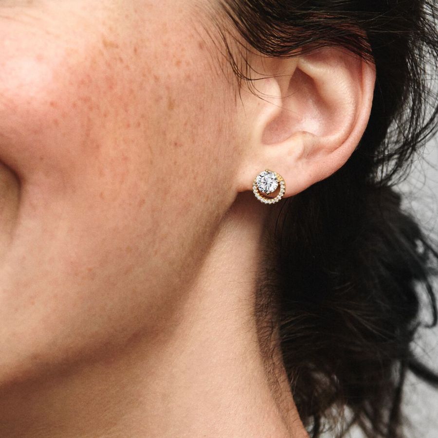 Ohrstecker Funkelnder Runder Strahlenkranz Vergoldet Zweitbild