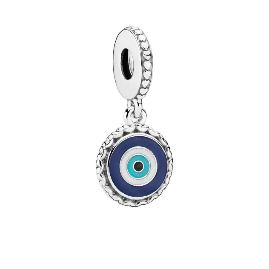 Charm-Anhänger Evil Eye Blau Silber