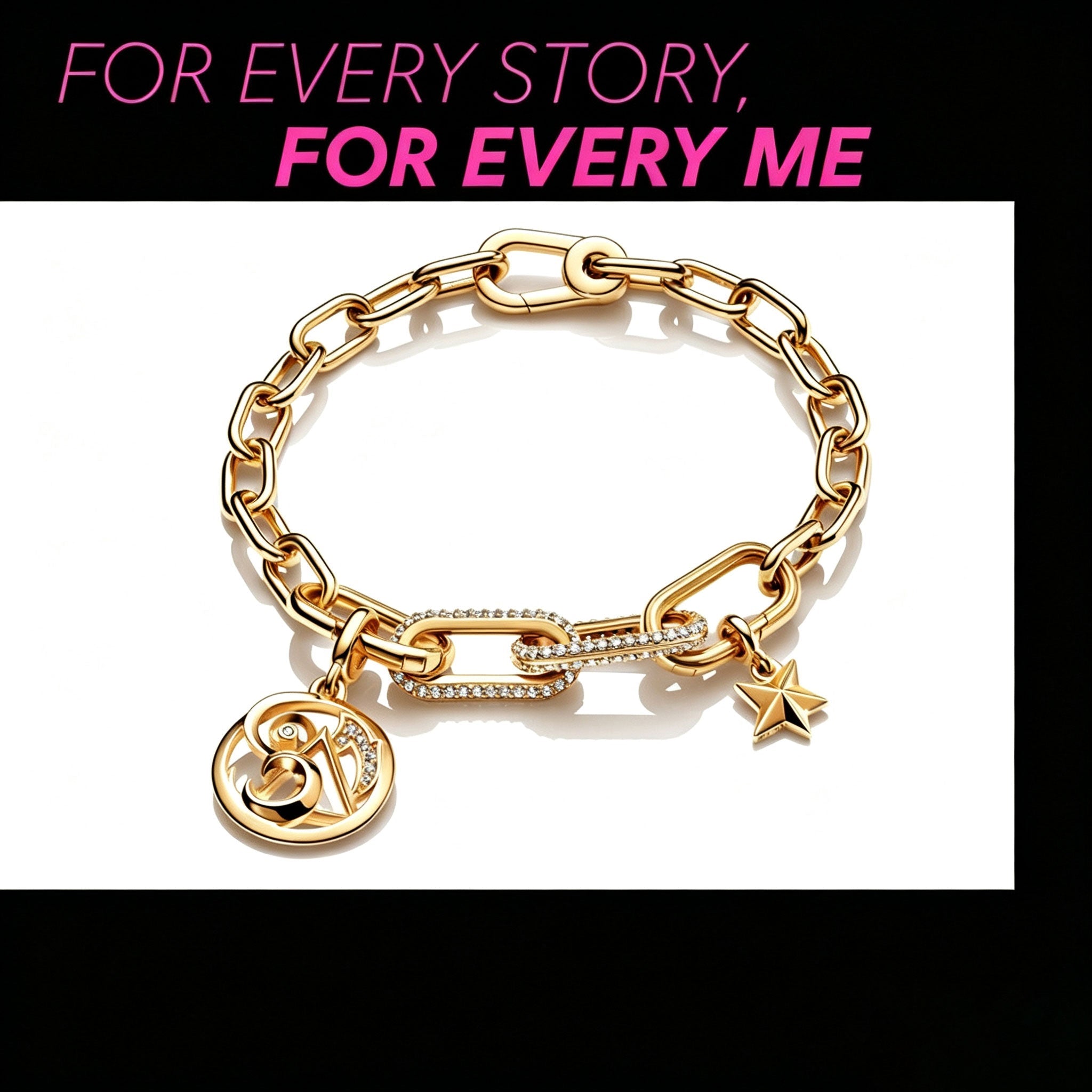 Charm Pavé Doppelter Styling-Link 14 Karat Vergoldet Zweitbild