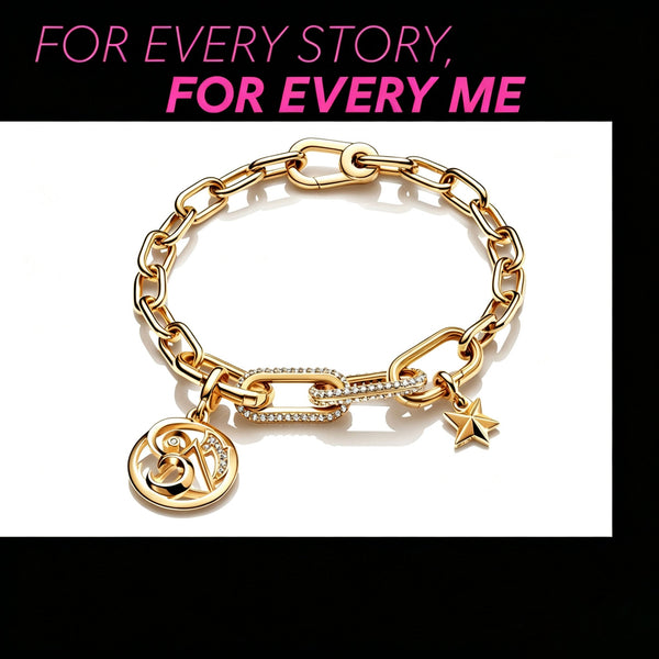 Charm Pavé Doppelter Styling-Link 14 Karat Vergoldet