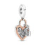 Charm-Anhänger Herzschloss Doppelter Silber 14k Rosé Vergoldet