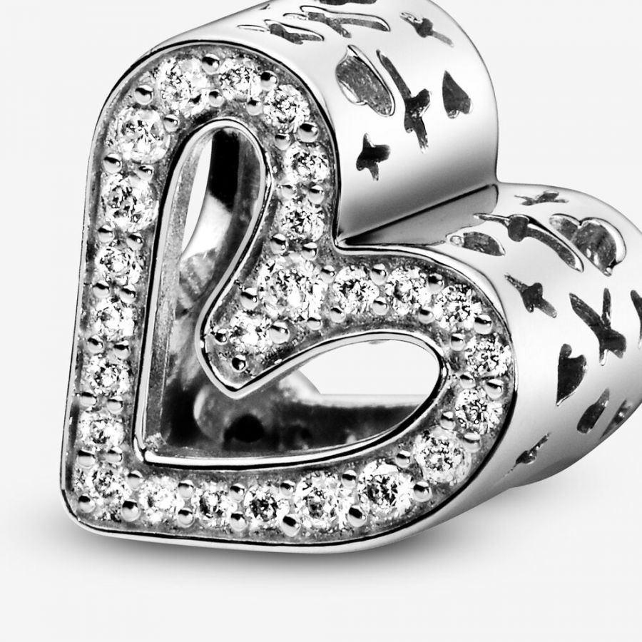 Charm Funkelndes Freihand-Herz Silber