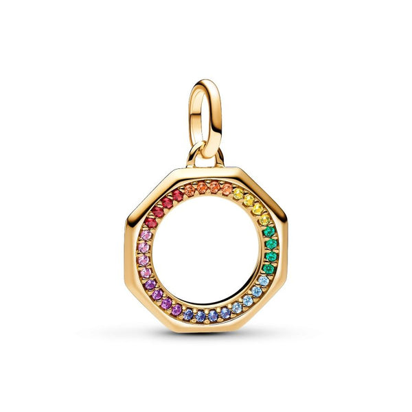 Charm-Medaillon Regenbogen Kristalle Vergoldet