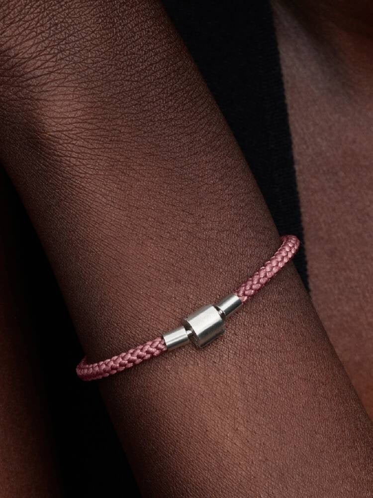 Schimmerndes Rosafarbenes Kordel-Armband Sterling-Silber Zweitbild