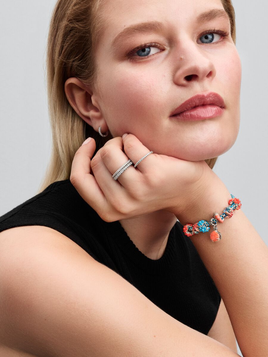 Korallenrote Muschel Doppelter Charm-Anhänger Sterling-Silber