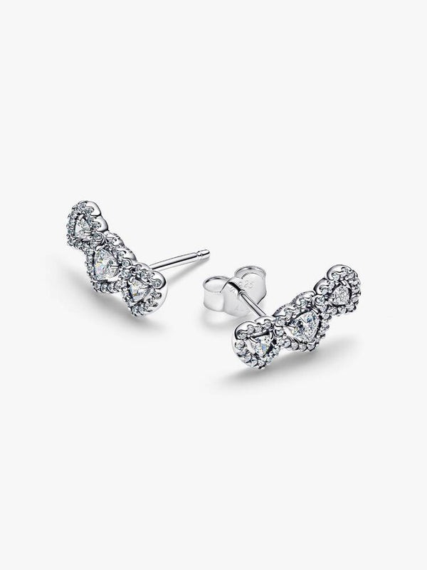 Strahlenkranz Herz Trilogie Ohrstecker Sterling-Silber