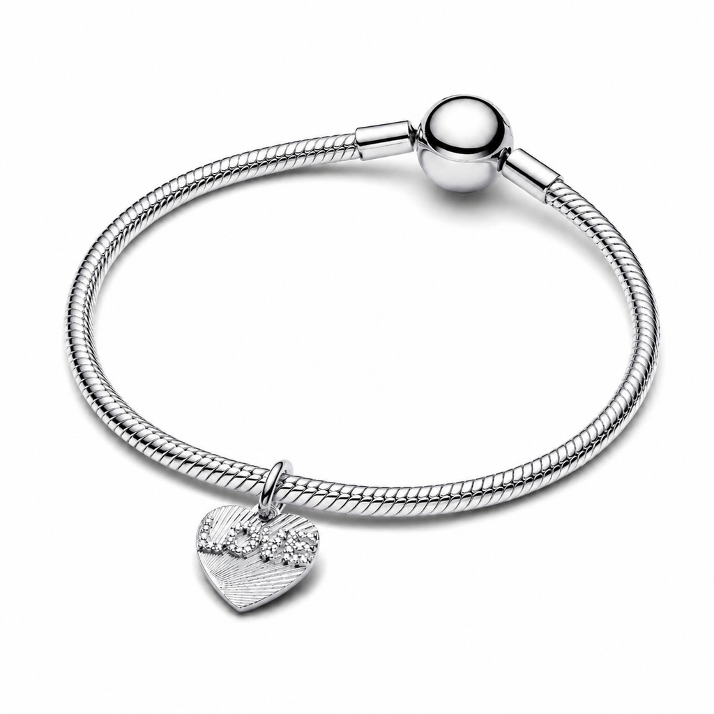 Charm-Anhänger Gravierbarer Love-Herz Zirkonia Silber