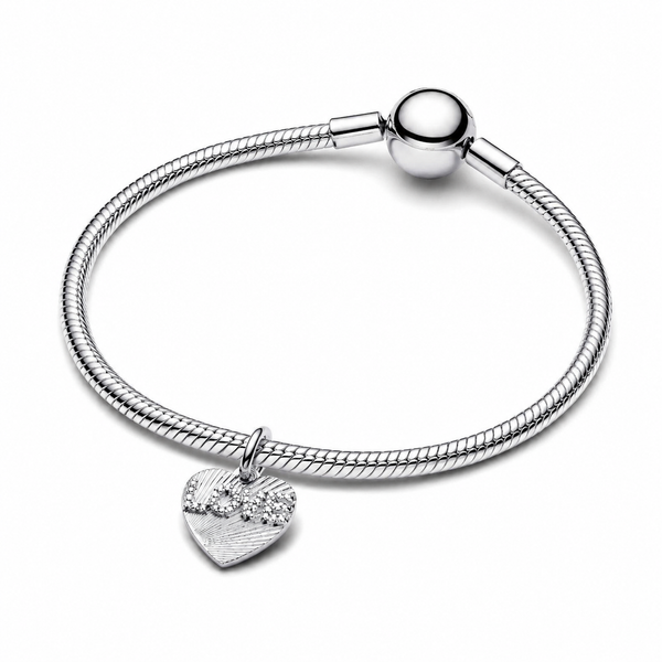Charm-Anhänger Gravierbarer Love-Herz Zirkonia Silber
