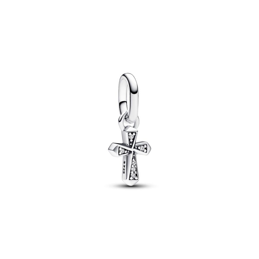 Mini-Charm-Anhänger Funkelndes Kreuz Zirkonia Silber Hauptbild