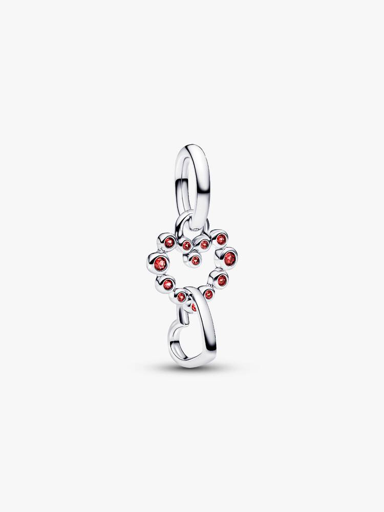 Verbundene Herzen & Rote Steine Charm-Anhänger Sterling-Silber Hauptbild