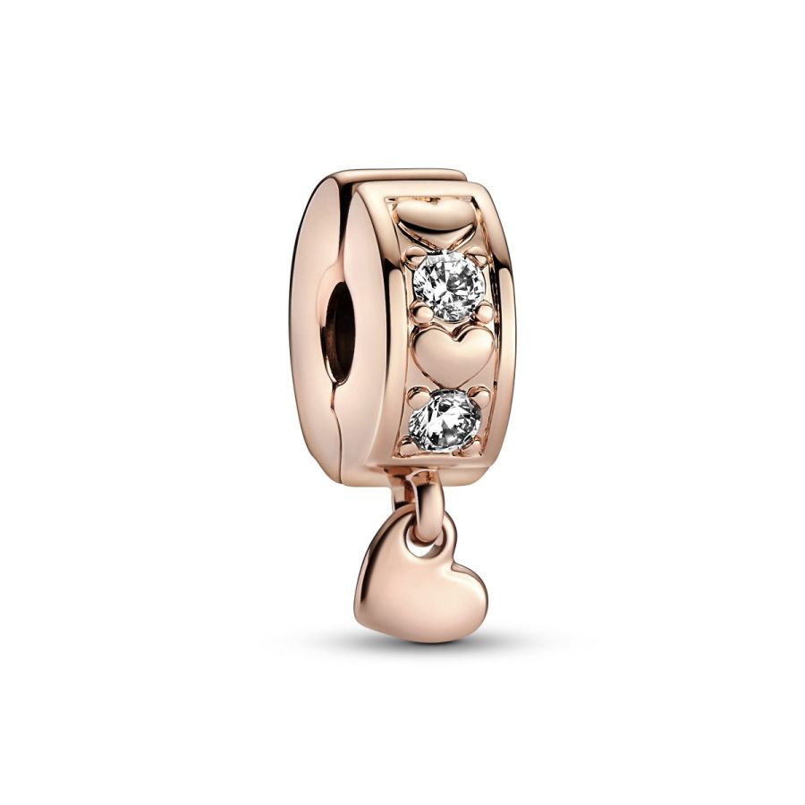 Charm-Anhänger Funkel Unendlichkeit Herzen 14k Rosé Vergoldet
