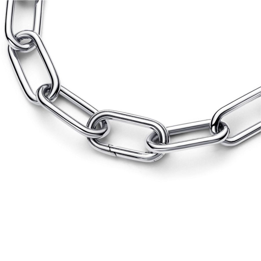 Link-Charm Rechteckig Offen Gerillte Linien Sterling-Silber